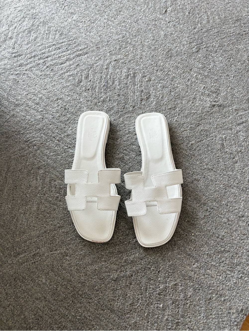 White Women's Slide Sandals - Minimal H-strap